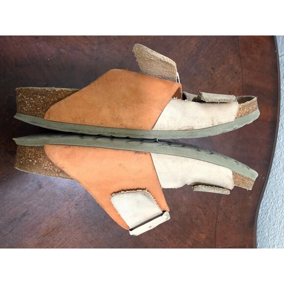 Birkenstock Arizona Beige/Brown Leather Cork Sole Double Strap Buckle Women's Si - Picture 7 of 13